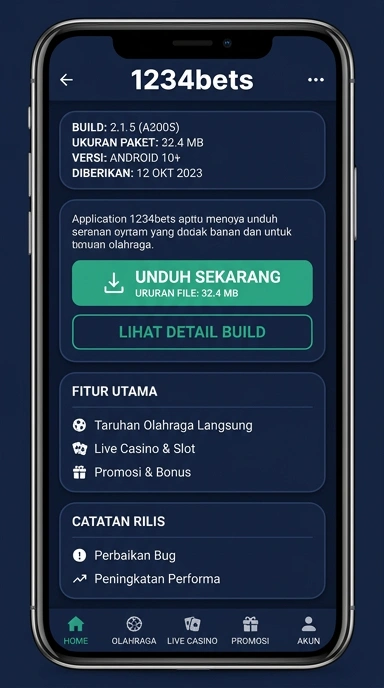 Tampilan halaman APK 1234bets