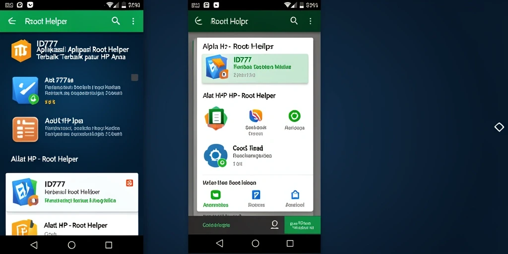 Screenshot antarmuka ID777 yang menunjukkan fungsi Root Helper.