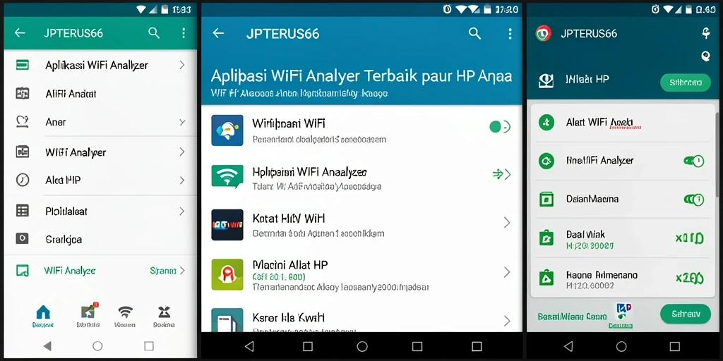 Tampilan antarmuka aplikasi JPTERUS66 yang menunjukkan analisis jaringan WiFi.